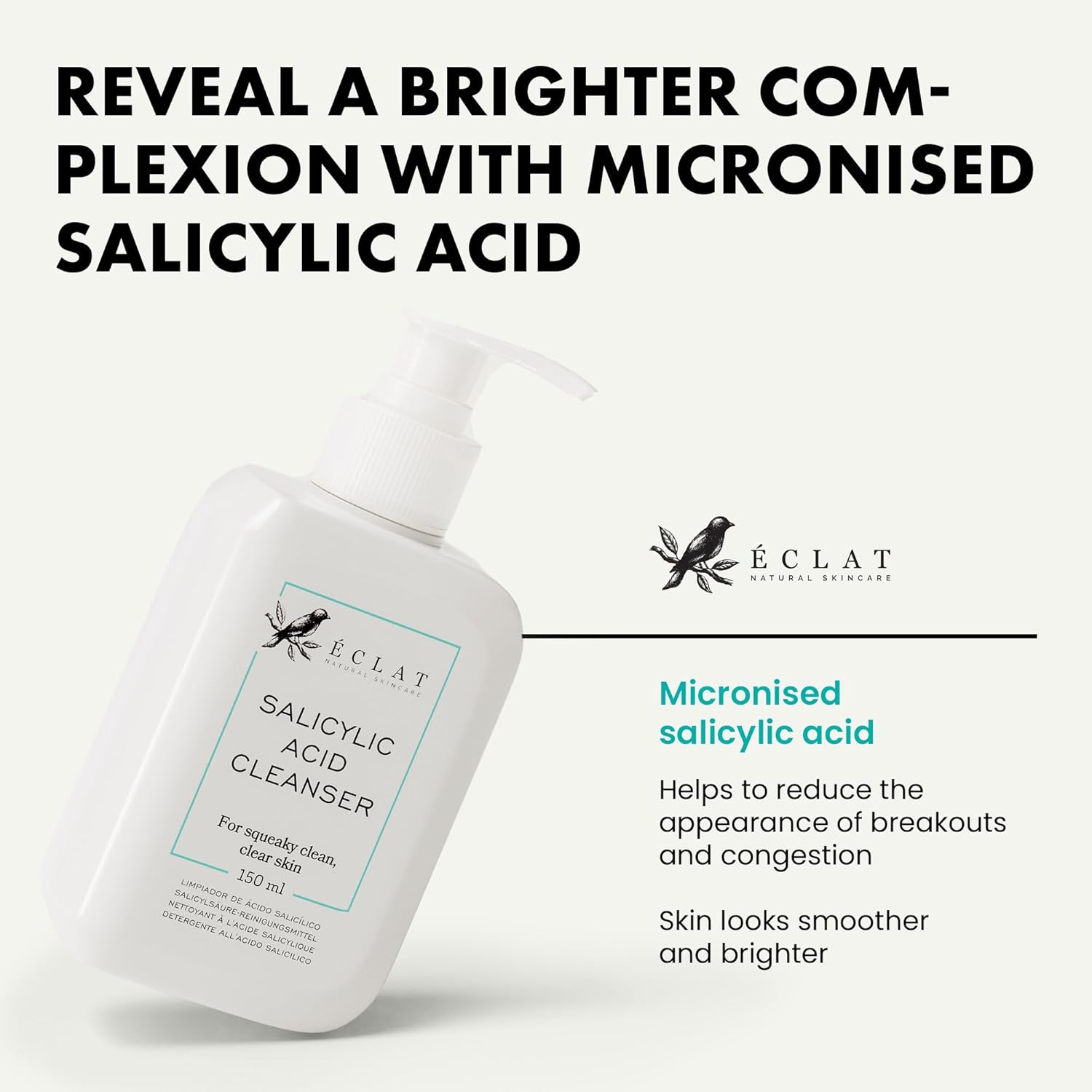 Eclat Skincare Salicylic Acid Cleanser - Acne Face Wash With Niacinamide, Vitamin E & Green Tea - Pore Cleanser For All Skin Types - Blemish Fighting Face Wash - 150Ml : Beauty & Personal Care