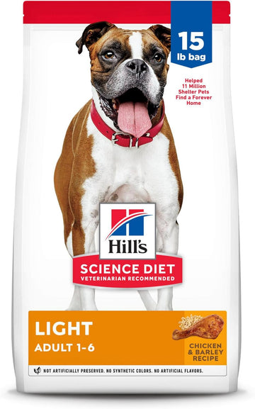 Hill'S Science Diet Light , Adult 1-6, Weight Management Support, Dry Dog Food, Chicken & Barley, 15 Lb Bag