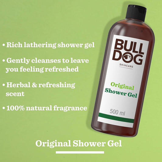 Bulldog Skincare Original Shower Gel For Men, Natural, Refreshing Men'S Shower Gel, 500 Ml