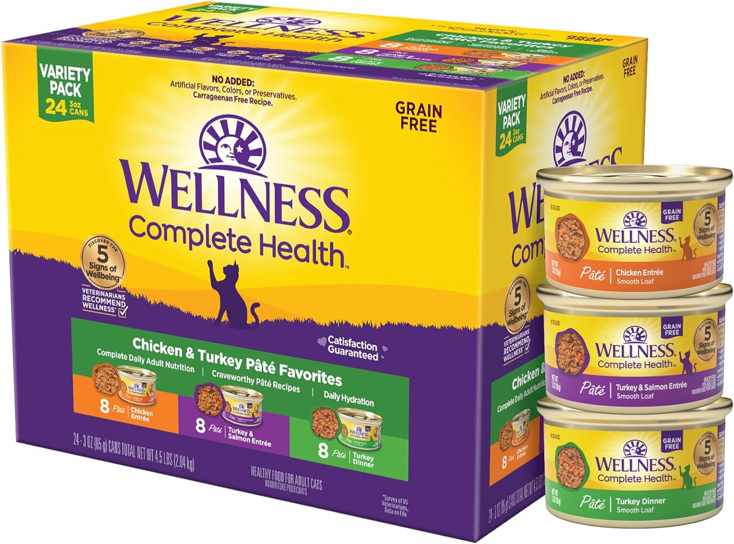 Wellness Complete Health Chicken & Turkey Pate Favorites Variety Pack, 3 Ounces (Pack Of 24)