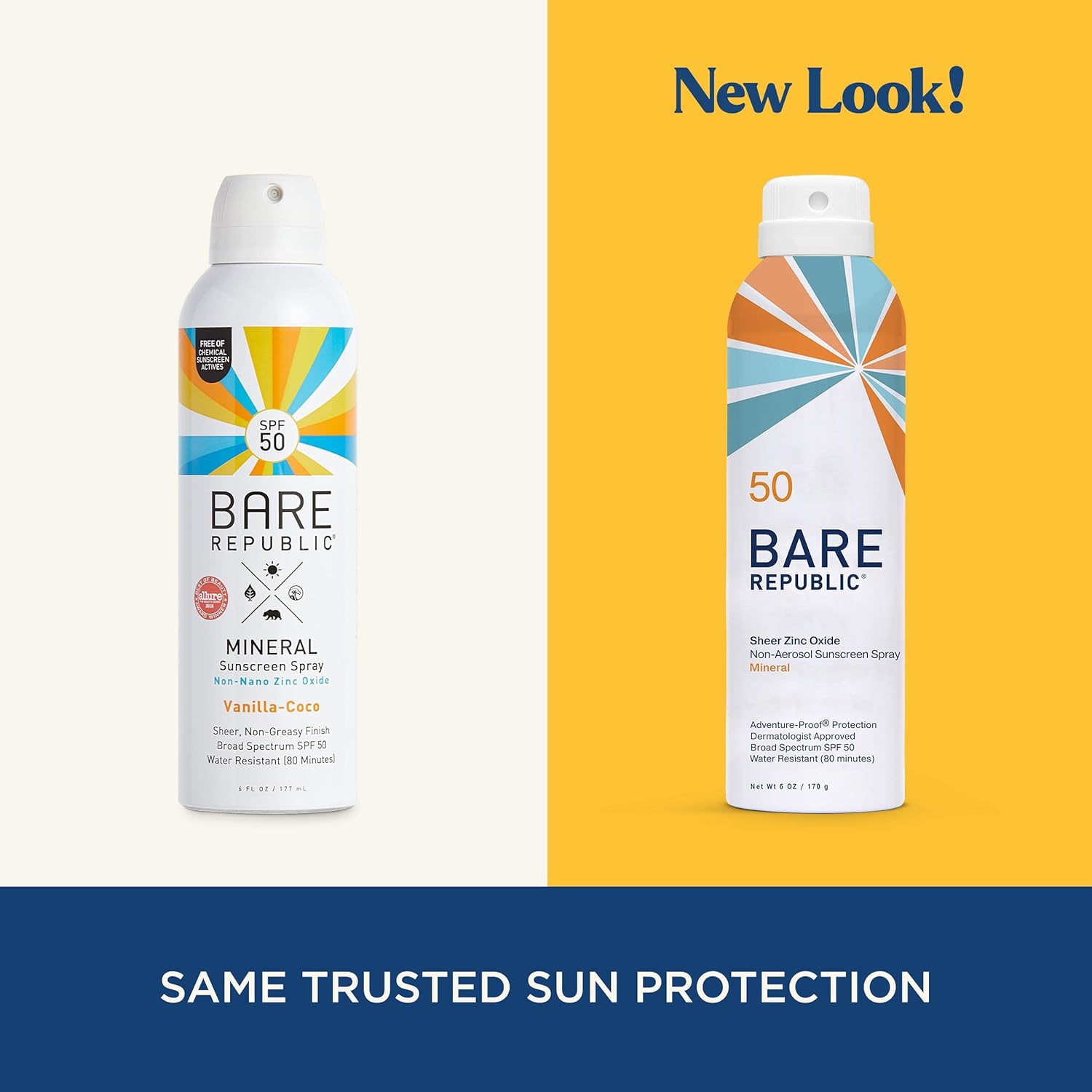 Bare Republic Mineral Sunscreen SPF 50 Sunblock Spray, Sheer and Non-Greasy Finish, Vanilla Coco Scent, 6 Fl Oz : Beauty & Personal Care