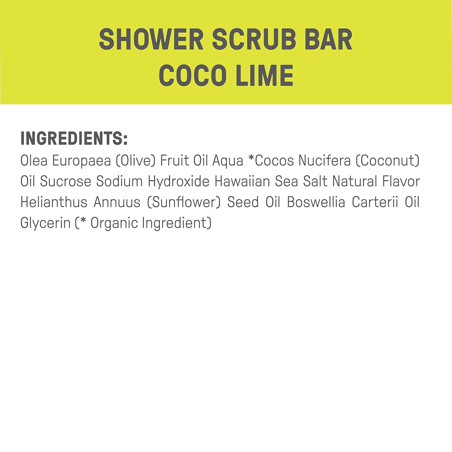 Raw Elements Shower Scrub Bar Coco Lime - Organic Cleansing And Exfoliating Body Scrub, Herbal And Coconut Lime Essential Oil Scent, 3.5 Oz : Beauty & Personal Care