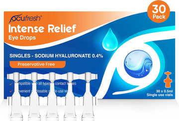 [New Launch] Ocufresh Intense Relief Eye Drops- Single Dose [30X0.5Ml Vials] - Sodium Hyaluronate 0.4% - Advanced Care For Dry, Tired Eyes | Preservative Free | Contact Lens & Travel Friendly