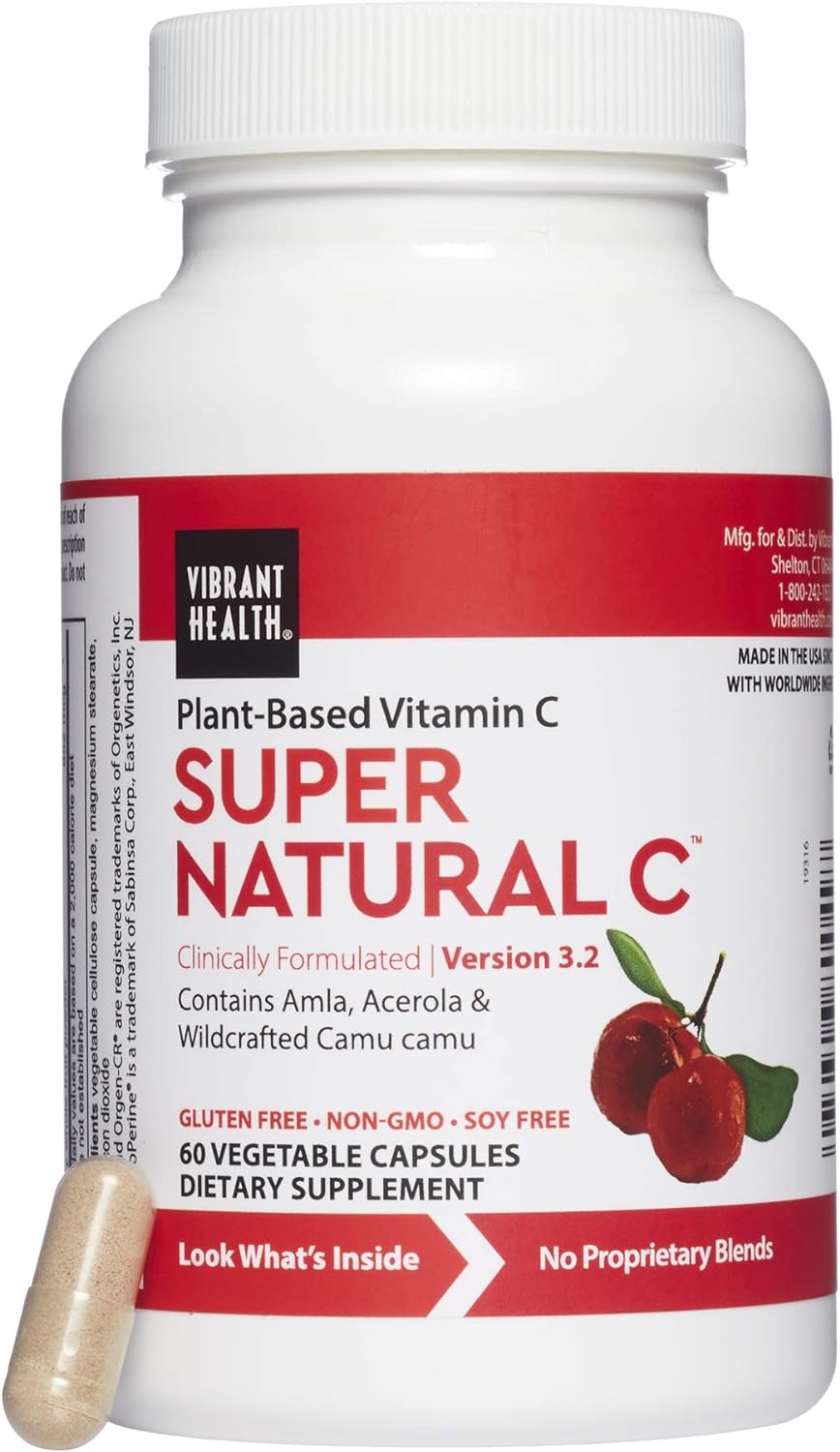 Vibrant Health, Super Natural C, Vegetarian Immune Support, 60 Capsules (FFP) : Health & Household