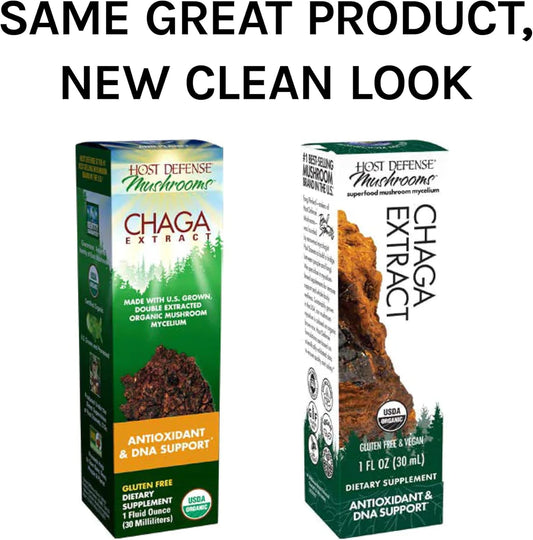 Host Defense, Chaga Extract, Antioxidant and DNA Support, Mushroom Supplement, Plain, 1  