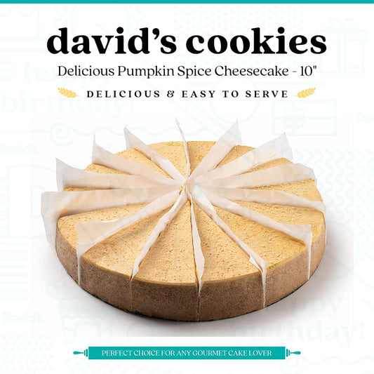 David'S Cookies Pumpkin Cheesecake | Freshly Baked Gourmet Cheesecake Made With Simple And Fresh Ingredients, Ideal Gift This Holiday Season - Pre-Sliced 14 Pieces Pumpkin Spice Cheesecake - 10 Inches