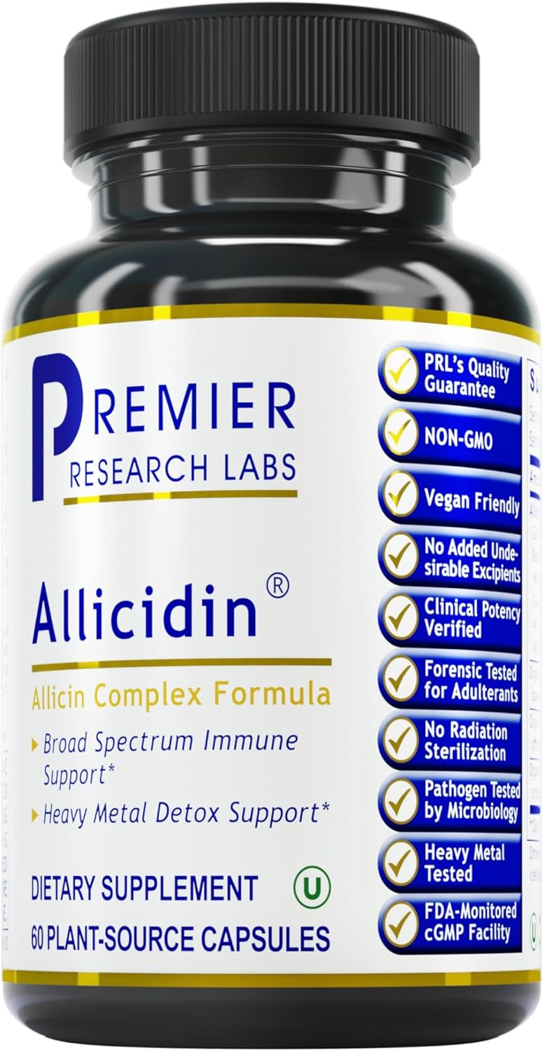 Premier Research Labs Allicidin - Allicidin & Allicin Supplement - Garlic Capsule for Immune & Heart Health - Extract with Turkey Tails, Hyssop & Parsley - 60 Pure Vegan Capsules
