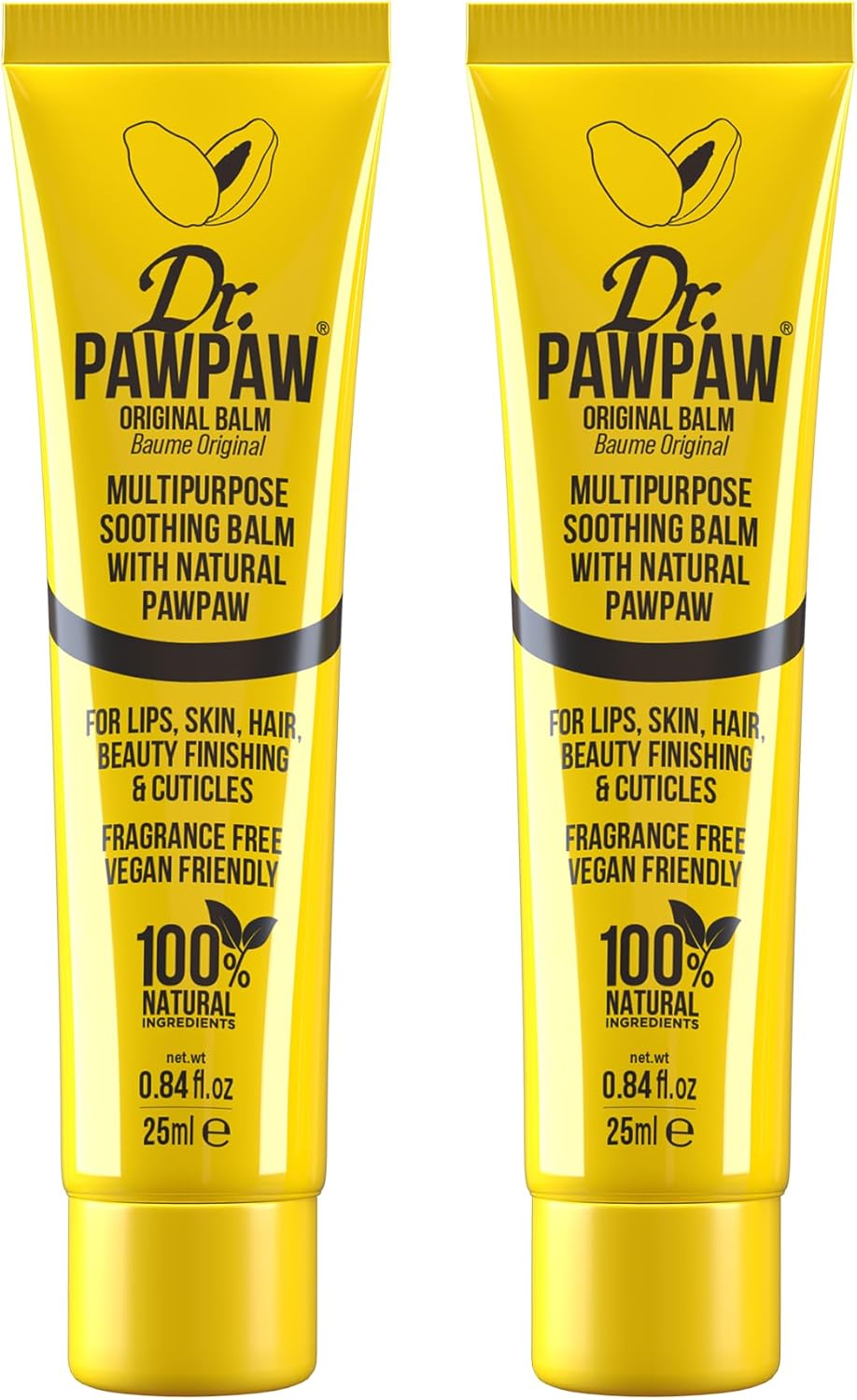 Dr.Pawpaw Overnight Lip Mask - Multi-Purpose Balm, Natural Pawpaw & Peptides Smooth Skin, Cracked Lips, Vegan, Ethical Beauty & Fregrance Free (2 X 25 Ml)