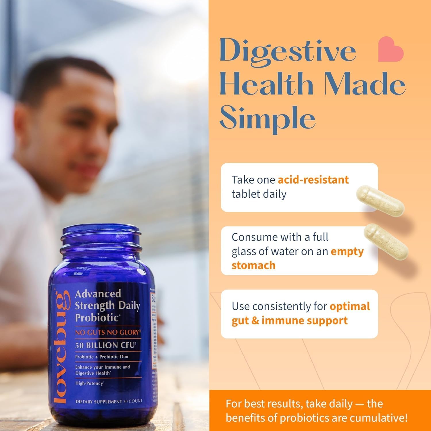 Lovebug Award Winning Maximum Strength | Rebuild & Restore Immune And Digestive Microbiome | 10 Clinically Studied Strains For Constipation, Diarrhea & Upset Stomach | 25 Billion Cfu : Health & Household