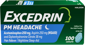 Excedrin Pm Sleep Aid With Headache Relief Caplets For Nighttime Headaches And Sleeplessness - 100 Count