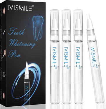 Teeth Whitening Pen, Ivismile Teeth Whitening Gel Refill(4 Pcs For 40 Uses)12% Pap,Mint Flavoured Teeth Whitener,Safe For Enamel,Non-Sensitive,Effective Teeth Whitening In 60Sec For Bright White Teeth