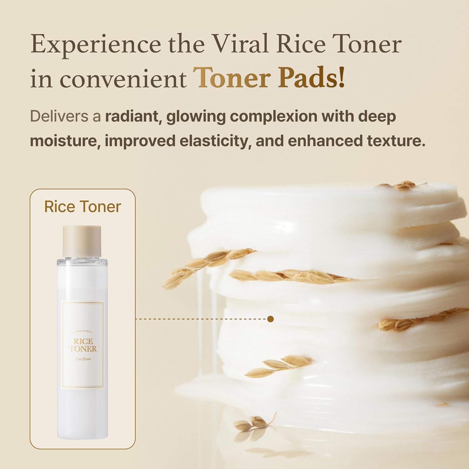 I'M From Rice Toner Pads 140Ml, 60 Sheets, Triple-Layered Pads, Rice Extract From Korea, For Dry And Rough Skin : Beauty & Personal Care