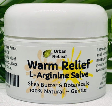 Urban Releaf Warm Relief L-Arginine Salve ! Shea Butter & Botanicals, 100% Natural. Gentle Circulation Warming Massage Cream