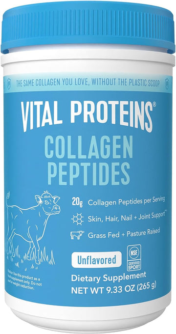 Vital Proteins Collagen Peptides Powder, Promotes Hair, Nail, Skin, Bone and Joint Health, Zero Sugar, Unflavored 9.33 OZ