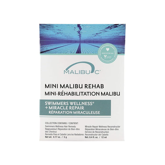 Malibu C Mini Malibu Rehab Swimmers Wellness - Contains 2 Hair Remedy Packets - Discoloration Correcting Hair Care For Swimmers - Restores Hair Shine & Moisture