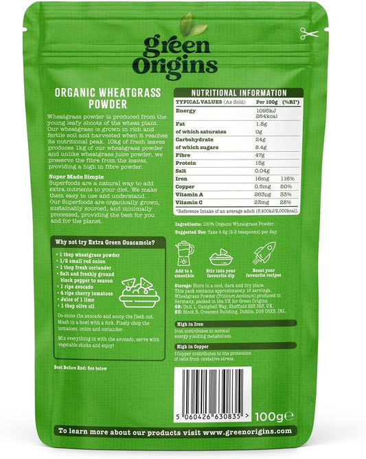 Green Origins Organic Wheatgrass Powder, European 90g