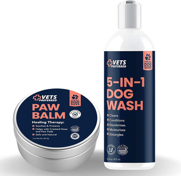 Vets Preferred Dog Wash 5-In-1 Shampoo & Conditioner & Paw Balm Protection For Dog And Puppies