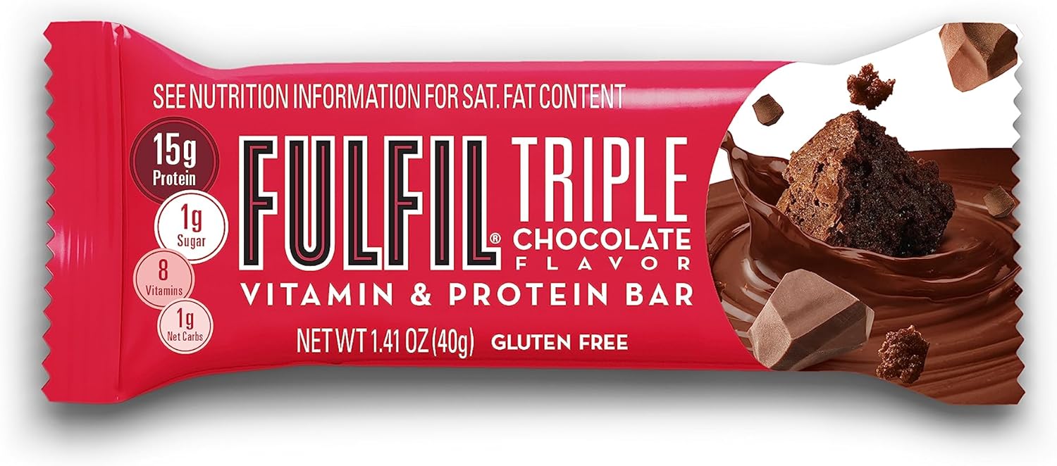 FULFIL Protein Snack Bars, Triple Chocolate, 15g Protein, 12 Count : Health & Household