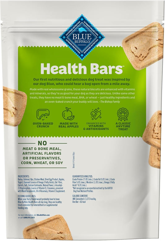 Blue Buffalo Health Bars Natural Crunchy Dog Treats Biscuits, Apple & Yogurt 16-Oz Bag