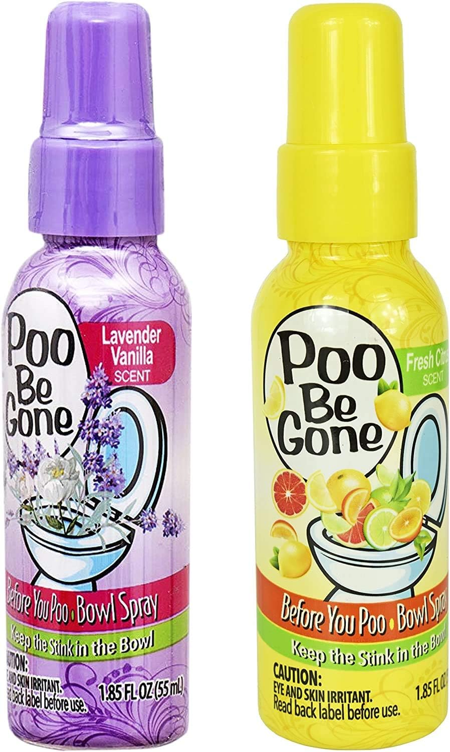 Poo Be Gone Toilet Spray 1.85oz - Before You Go Toilet Bathroom Deodorizer 2 Pack (Lavender & Citrus) : Health & Household