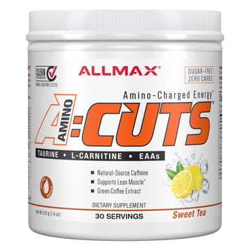 ALLMAX Nutrition AMINOCUTS (ACUTS), Amino-Charged Energy Drink with Taurine, L-Carnitine, Green Coffee Bean Extract, Sweet Tea, 30 Servings