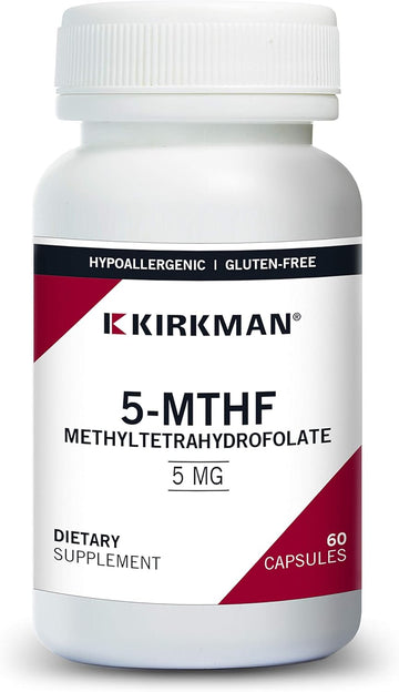 Kirkman 5-Mthf ([6S]-5-Methyltetrahydrofolate) 5 Mg - Hypoallergenic | 60 Vegetarian Capsules