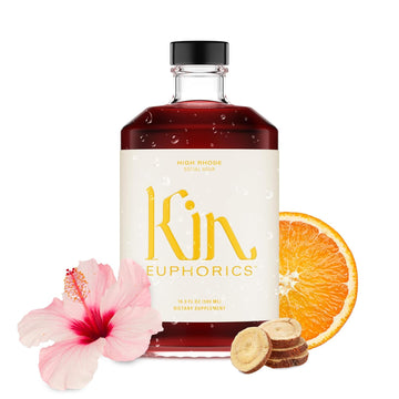 Kin Euphorics High Rhode Non-Alcoholic Aperitif | Elevate Your Social Hour | Adaptogens, Nootropics & Botanicals | Rhodiola Rosea, 5-Htp, Gaba | Citrus, Bitters & Spices | 16.9 Fl Oz