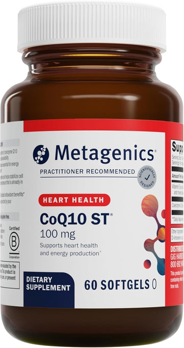 Metagenics Coq10 St-100-100 Mg Coenzyme Q10 Supplement - Antioxidant As Ubiquinone - For Energy Production & Heart Function* - Non-Gmo & Gluten-Free - 60 Softgels