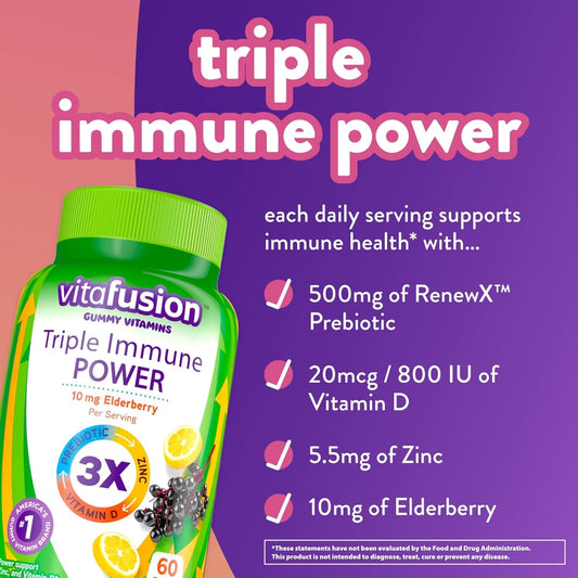 Vitafusion Triple Immune Power Gummy Vitamins, 60Ct