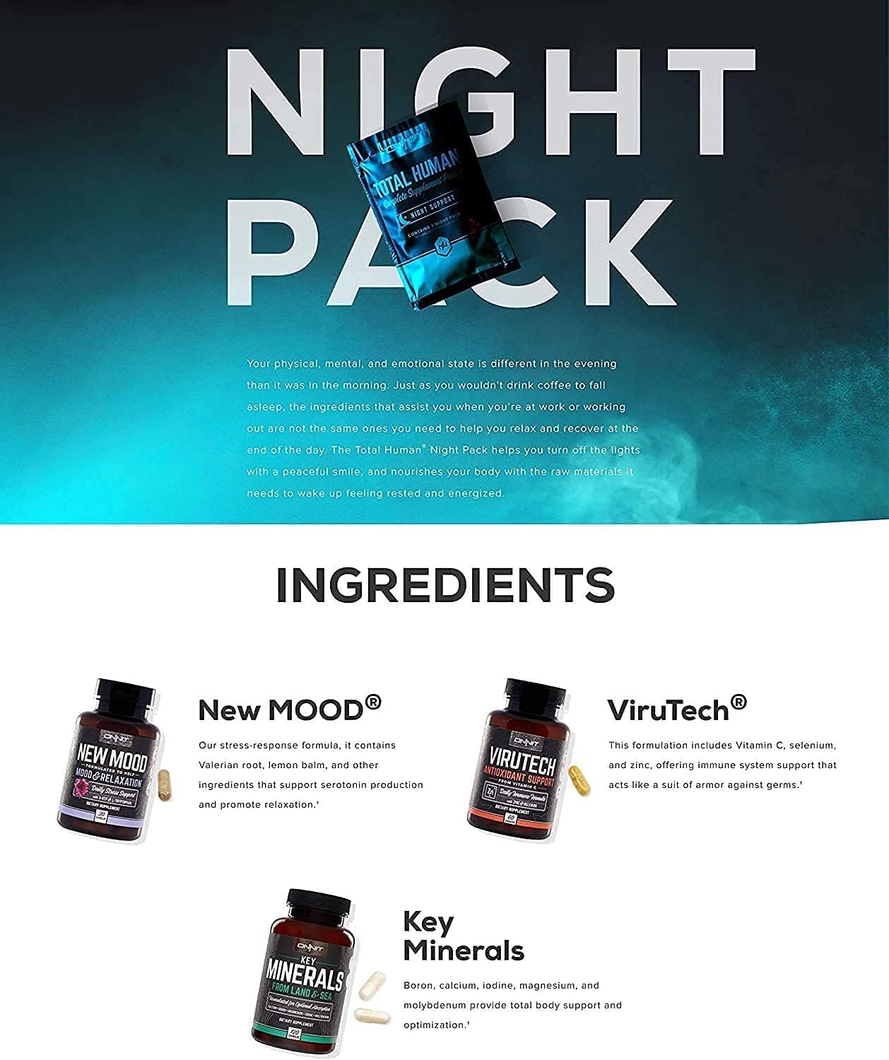 ONNIT Total Human Day and Night Vitamin Packs for Men and Women, 7-Day Supply Capsule- Adult Multivitamin : Health & Household