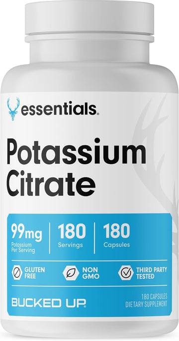 Bucked Up Potassium Citrate 99Mg Per Serving, Bucked Up Essentials (180 Servings, 180 Capsules)