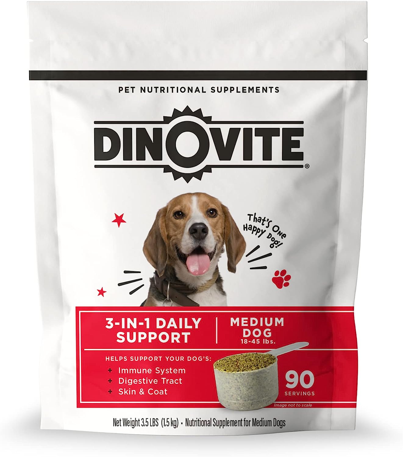 Dinovite Dog Probiotics for Medium-Sized Dogs – Supports Hot Spot Relief, Promotes a Healthy Immune System, Essential Vitamins for Digestive Health – 90-Day Supply for Dogs 18-45 lbs