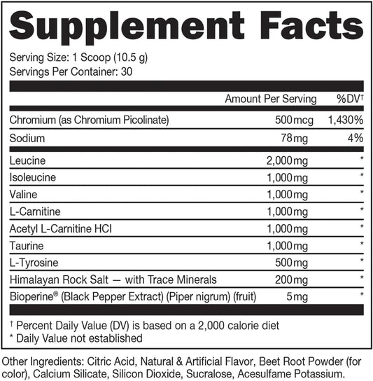 Bucked Up- Bcaa Racked™ Branch Chained Amino Acids | L-Carnitine, Acetyl L-Carnitine, Gbb | Post Workout Recovery, Protein Synthesis, Lean Muscle Bcaas That You Can Feel! 30 Servings (Blood Raz)