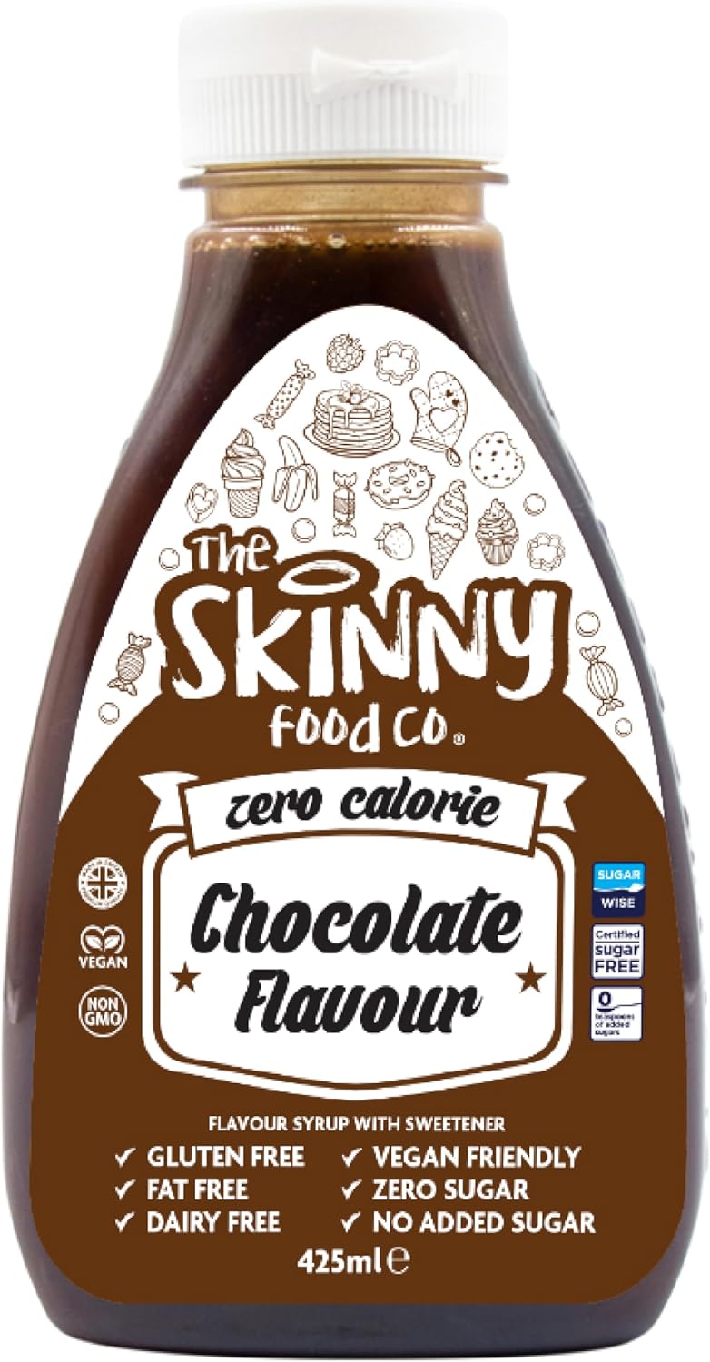 Skinny Food Co Sugar Free Chocolate Syrup 425Ml - Zero Calorie Syrup For Breakfast, Pancake, Snacks, Drinks & Desserts - Vegan, Gluten-Free, Keto & Paleo Friendly Skinny Syrups