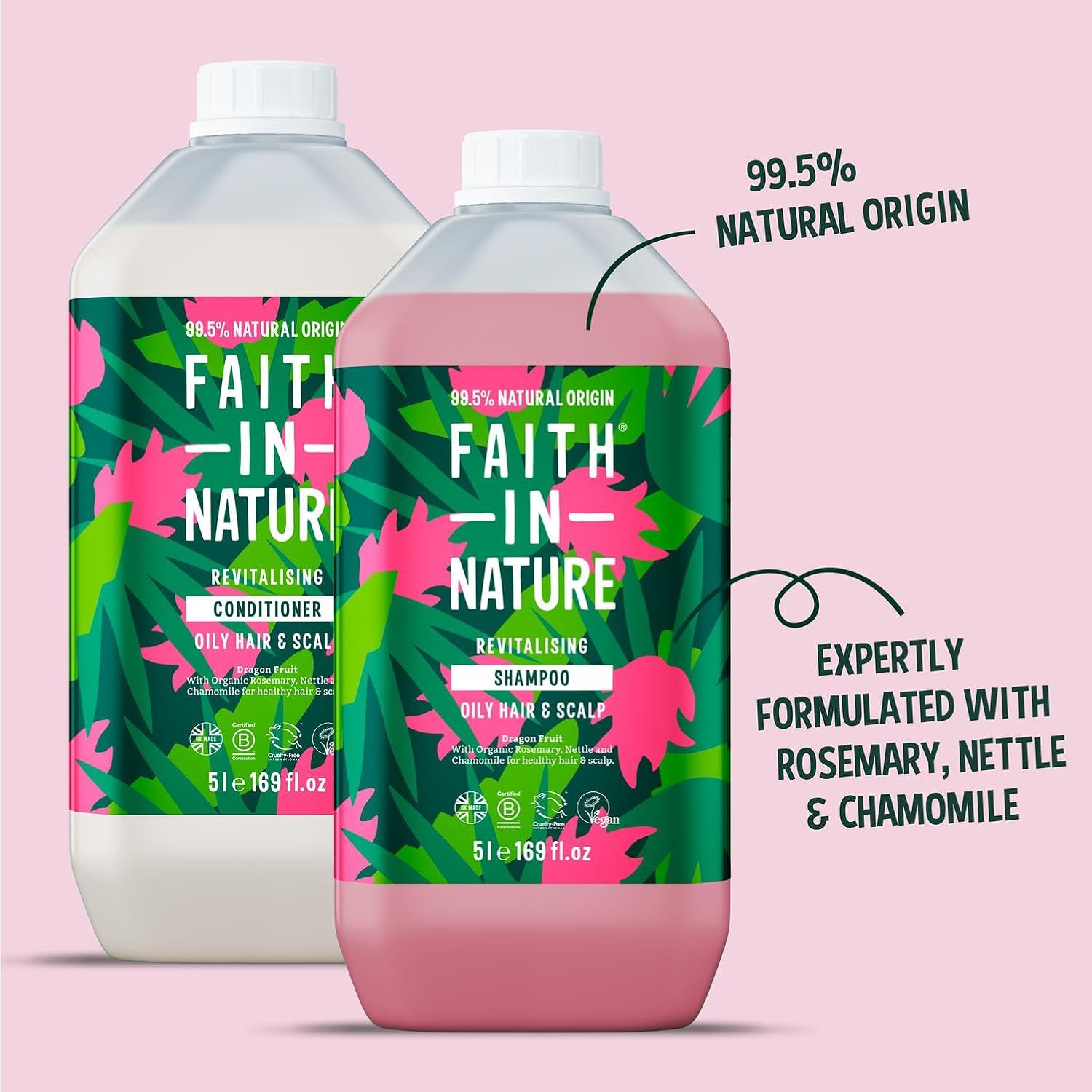Faith In Nature Natural Dragon Fruit Shampoo and Conditioner Set, Revitalising, Vegan & Cruelty Free, No SLS or Parabens, For Normal to Dry Hair, 2 x 5L Pack : Amazon.co.uk: Beauty