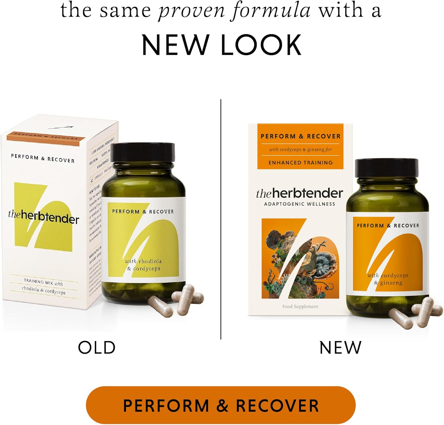 =The Herbtender Perform & Recover - Natural Training Supplement with Cordyceps, Rhodiola, Ginseng, Caffeine-Free, Enhances Endurance & Recovery, Vegan, Organic (14 Capsule Pouch) : Amazon.co.uk: Health & Personal Care
