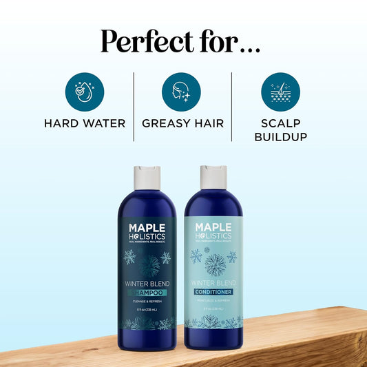 Sulfate Free Hard Water Shampoo and Conditioner - Hard Water Hair Treatments of Product and Minerals with Five Mint Essential Oils for Replenishing Hydration and Hair Shine - Paraben & Cruelty Free