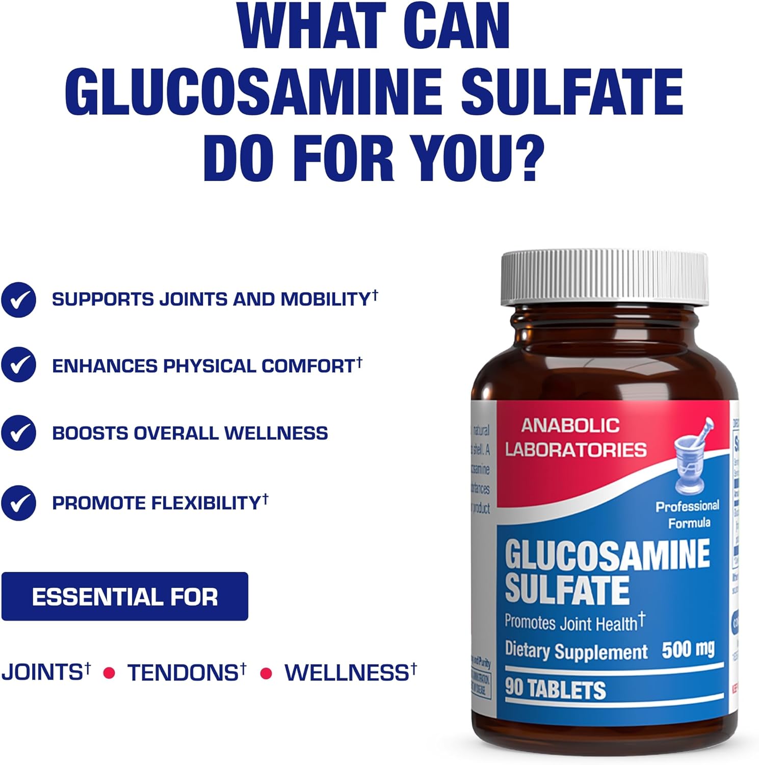 Glucosamine Sulfate Joint Health Supplement - Soft Tissue Cartilage Tendon And Ligament Supplement For Enhanced Mobility Comfort And Flexibility - Non-Gmo Sodium Free & Made In The Usa - 90 Servings : Health & Household