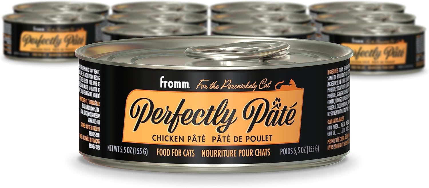 Fromm Perfectly Pâté Chicken Pate Cat Food - Premium Wet Cat Food - Chicken Recipe - Case Of (12) 5.5 Oz Cans