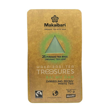 Makaibari Bai Mu Dan White Peony Tea 25 Tea Bags (50G) Pack | Pure Usda Organic Darjeeling White Tea From Himalayas, Delightfully Rich Flavor & Aroma, Lower Caffeine Alternative To Coffee| 25 Cups