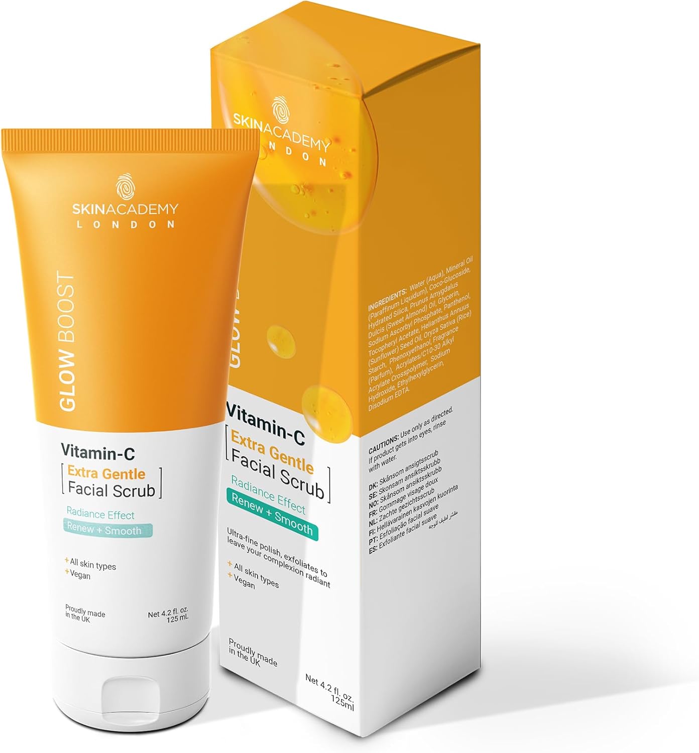 Skin Academy London | Glow Boost | Extra Gentle Facial Scrub | Exfoliates + Illuminates | 125Ml