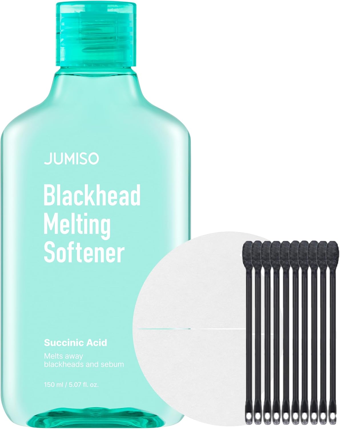Jumiso Blackhead Melting Softener Cotton Pad Set - Korean Pore Care Pha Exfoliation Witch Hazel Tea Tree Cypress Water Sebum Control Complete Kit, 5.07 Fl.Oz. 40 Pads 10 Swabs