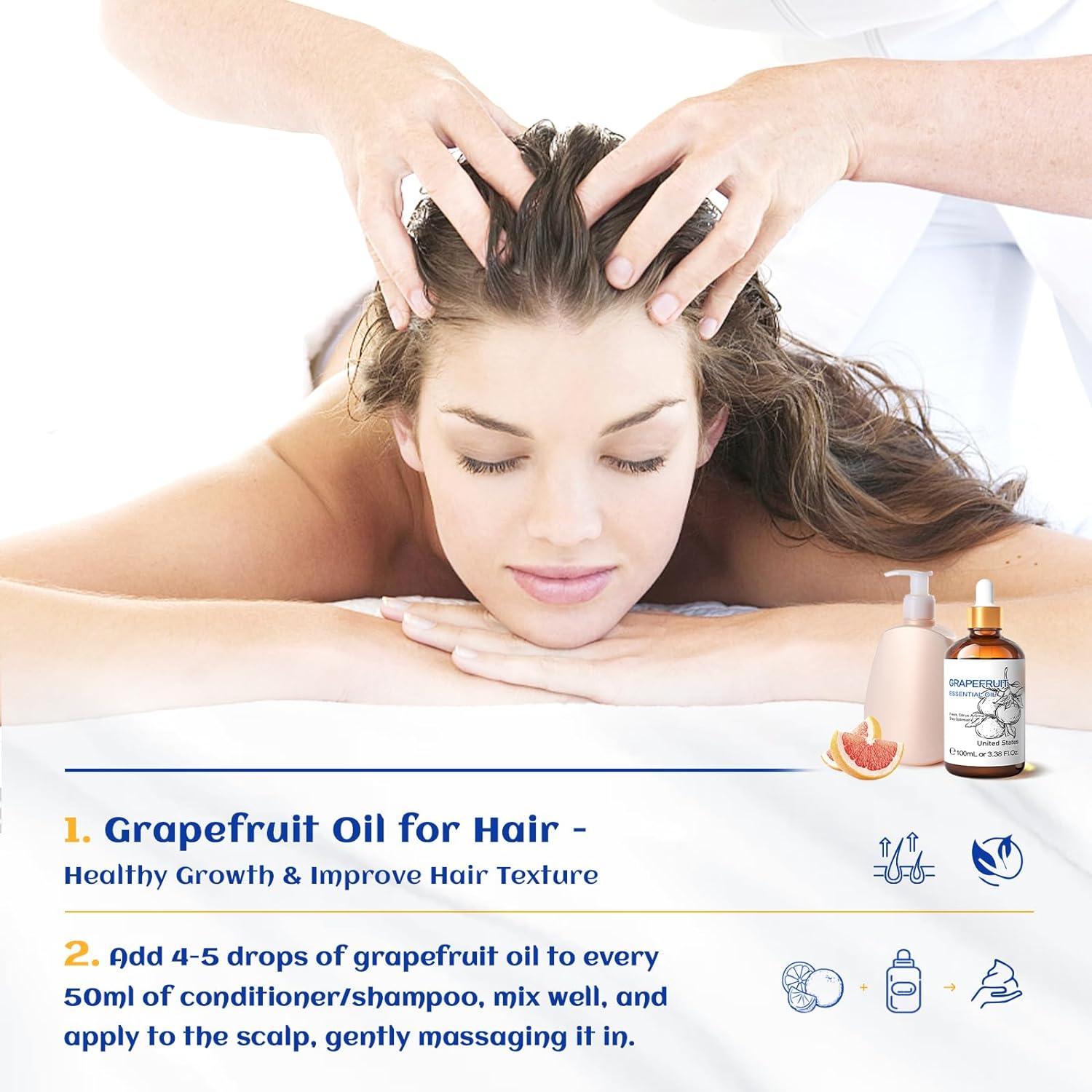 HIQILI Grapefruit Essential Oil 3.38 Fl Oz, Pure Natural Grapefruit Oil for Diffuser, Hair Care - 100ml : Health & Household