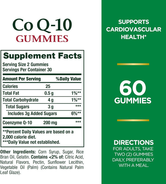 Nature'S Bounty Coq10 Gummies, Supports Heart Health, Coq10 200 Mg Per Serving, 60 Gummies, Peach Mango Flavour