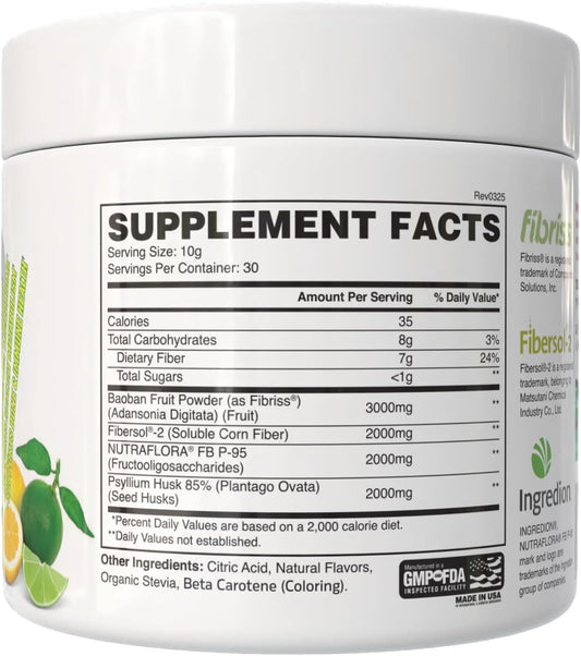 Apollon Nutrition Fiber Fuel – Premium Soluble And Insoluble Fiber Supplement For Gut Health, Digestion, And Regularity – 30 Servings – Unflavored Prebiotic Fiber Powder (30 Serving, Lemon Lime)