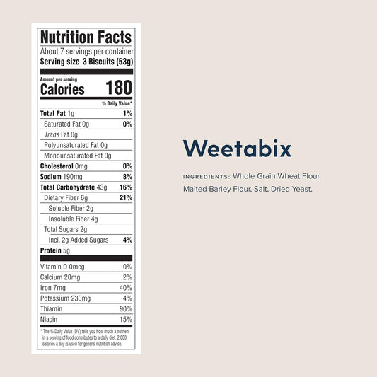 Weetabix Whole Grain Cereal Biscuits, Non-GMO Project Verified, Heart Healthy, Kosher, Vegan, 14 Oz Box (Pack of 6)