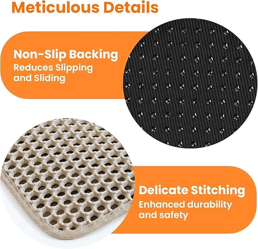Cat Litter Mat – Waterproof Double-Layer Honeycomb Litter Trapping Mat, Non-Slip Kitty Litter Box Floor Mat, Easy Clean EVA Material for Cats