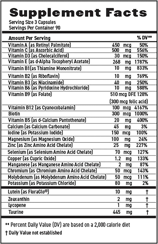 Maxivision Eye & Body Formula - Based On Areds 2 Study - 270 Eye Vitamins Capsules - 1 Bottle