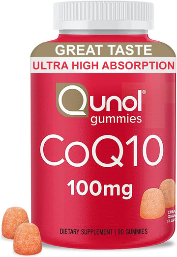 Qunol CoQ10 Gummies, CoQ10 100mg, Delicious Gummy Supplements, Coenzyme Q10 Helps Support Heart Health, Vegan, Gluten Free, Ultra High Absorption - 90 Count