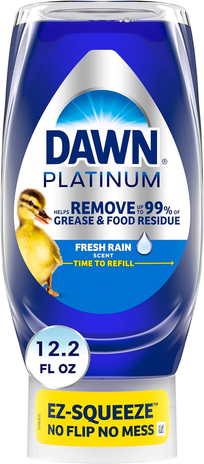 Dawn EZ-Squeeze Platinum Dishwashing Liquid Dish Soap, Refreshing Rain Scent, 12.2 fl oz